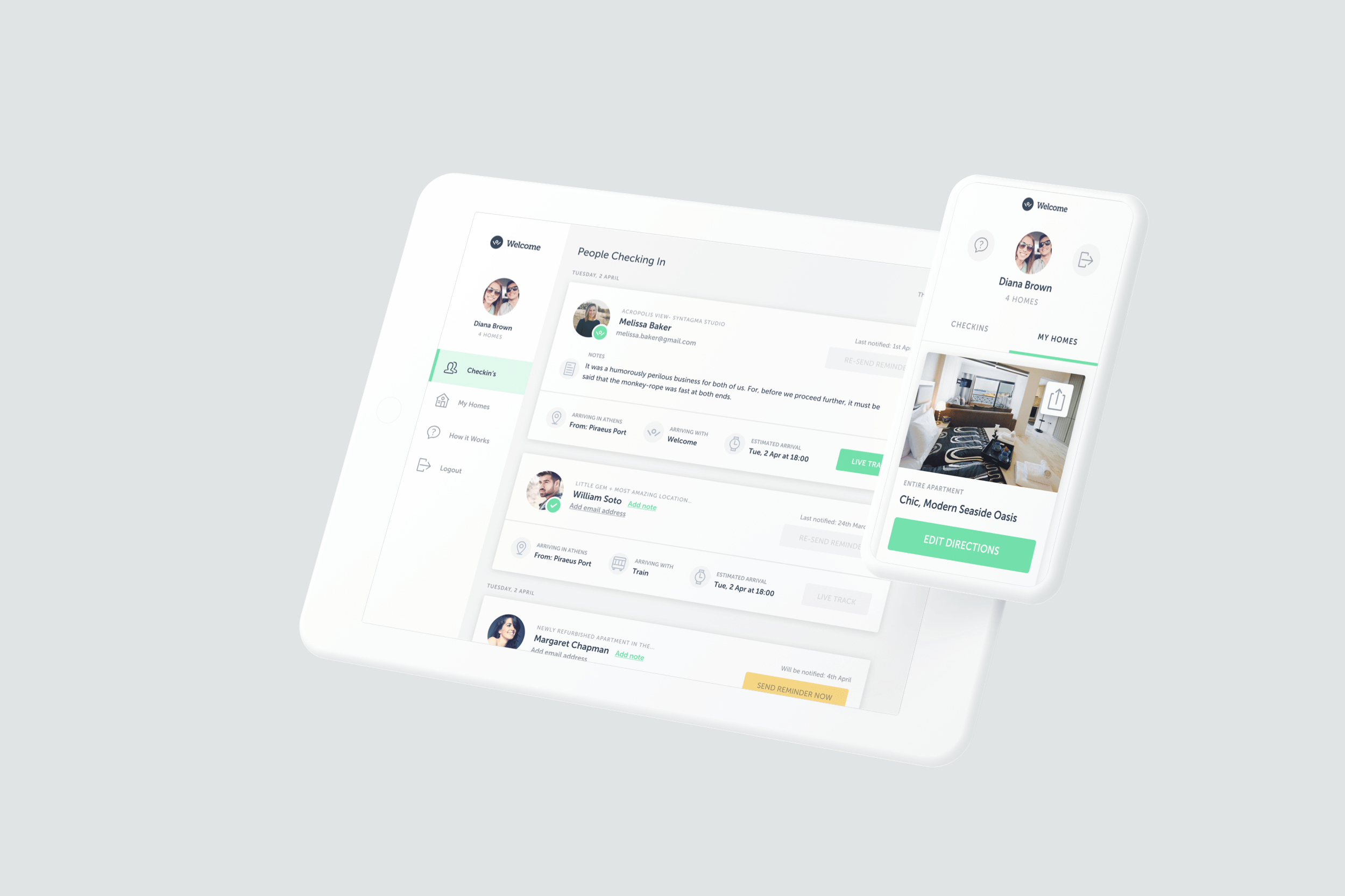 Welcome Pickups BnB Dashboard Guest Check-in's